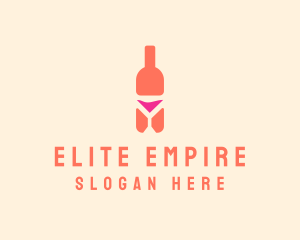 Pink Cocktail Bottle Bar logo design