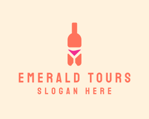 Pink Cocktail Bottle Bar logo design