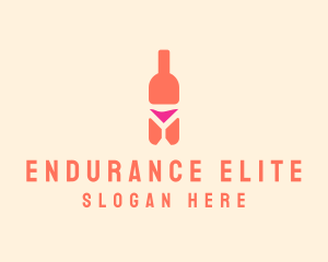 Pink Cocktail Bottle Bar logo design