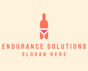 Pink Cocktail Bottle Bar logo design