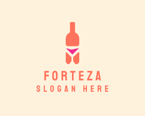 Pink Cocktail Bottle Bar logo design