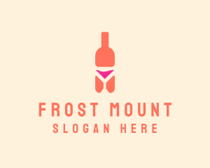 Pink Cocktail Bottle Bar logo design