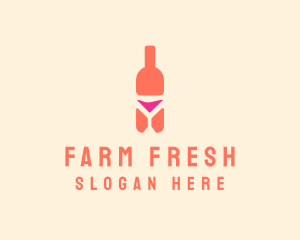 Pink Cocktail Bottle Bar logo design