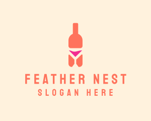 Pink Cocktail Bottle Bar logo design