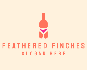 Pink Cocktail Bottle Bar logo design