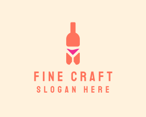 Pink Cocktail Bottle Bar logo design