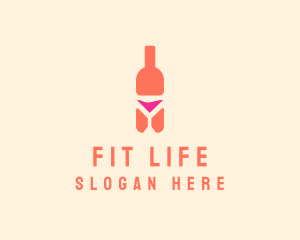 Pink Cocktail Bottle Bar logo design