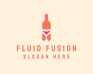 Pink Cocktail Bottle Bar logo design