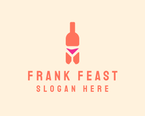 Pink Cocktail Bottle Bar logo design