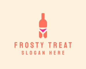 Pink Cocktail Bottle Bar logo design