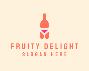 Pink Cocktail Bottle Bar logo design