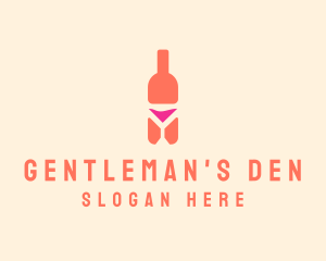 Pink Cocktail Bottle Bar logo design