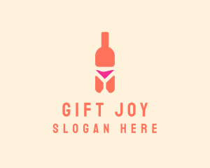 Pink Cocktail Bottle Bar logo design