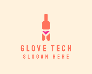 Pink Cocktail Bottle Bar logo design