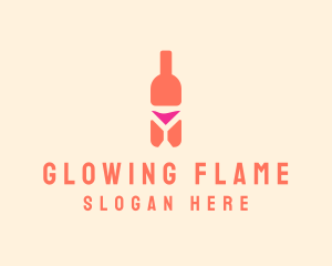 Pink Cocktail Bottle Bar logo design