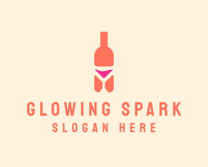 Pink Cocktail Bottle Bar logo design