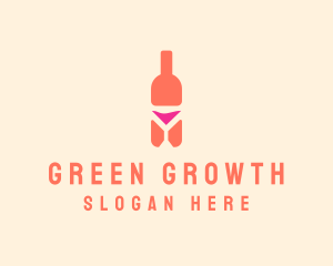 Pink Cocktail Bottle Bar logo design