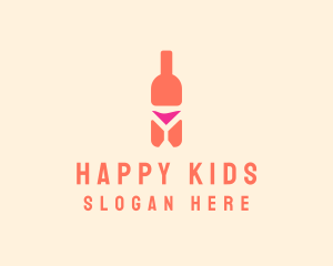 Pink Cocktail Bottle Bar logo design