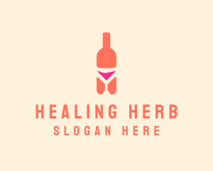 Pink Cocktail Bottle Bar logo design