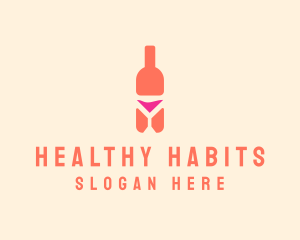 Pink Cocktail Bottle Bar logo design