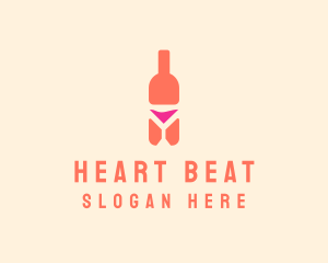 Pink Cocktail Bottle Bar logo design