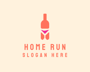 Pink Cocktail Bottle Bar logo design