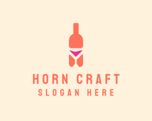 Pink Cocktail Bottle Bar logo design