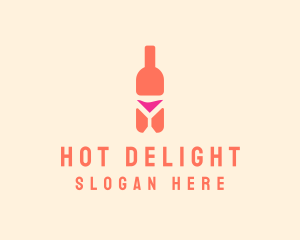 Pink Cocktail Bottle Bar logo design