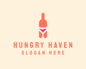 Pink Cocktail Bottle Bar logo design