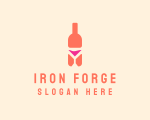 Pink Cocktail Bottle Bar logo design