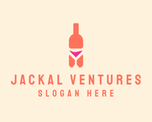 Pink Cocktail Bottle Bar logo design