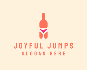 Pink Cocktail Bottle Bar logo design