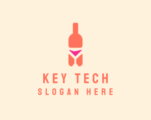 Pink Cocktail Bottle Bar logo design