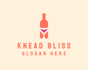 Pink Cocktail Bottle Bar logo design