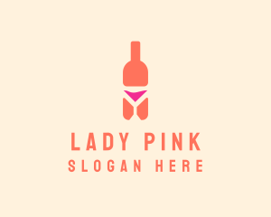 Pink Cocktail Bottle Bar logo design