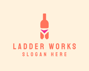 Pink Cocktail Bottle Bar logo design