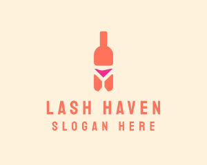 Pink Cocktail Bottle Bar logo design