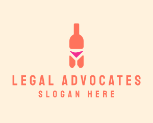 Pink Cocktail Bottle Bar logo design