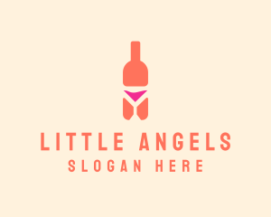 Pink Cocktail Bottle Bar logo design