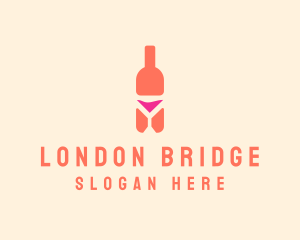 Pink Cocktail Bottle Bar logo design