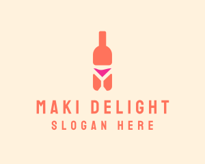 Pink Cocktail Bottle Bar logo design