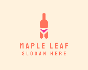 Pink Cocktail Bottle Bar logo design