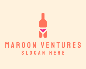 Pink Cocktail Bottle Bar logo design