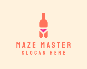 Pink Cocktail Bottle Bar logo design