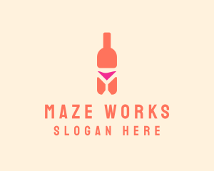 Pink Cocktail Bottle Bar logo design