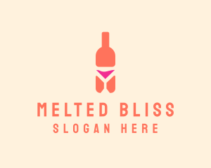 Pink Cocktail Bottle Bar logo design