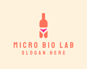 Pink Cocktail Bottle Bar logo design