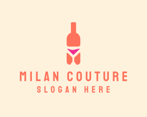 Pink Cocktail Bottle Bar logo design