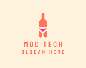 Pink Cocktail Bottle Bar logo design