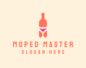 Pink Cocktail Bottle Bar logo design